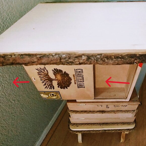 Suenos de Saundra Upcycled, Rare Cigar Box Table w/ 2 Hidden Compartments, - Picture 2 of 14